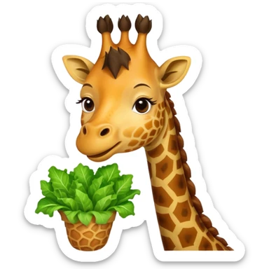 giraffe eating lettuce and smiling  sticker