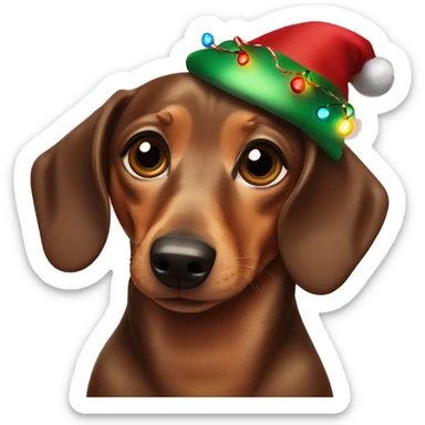Weiner dog with Christmas lights  sticker