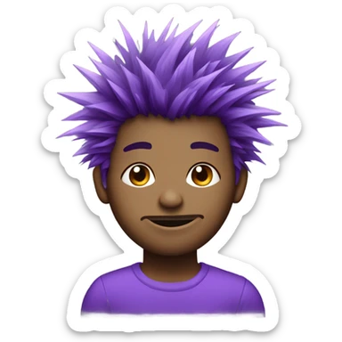 Messy, spiky purple hair emoji sticker