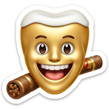 gold tooth with cigar sticker