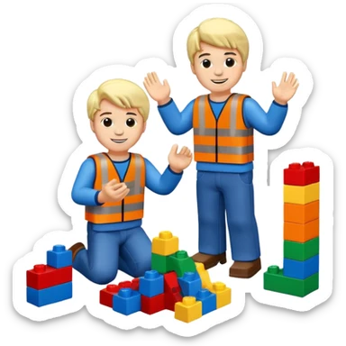 boys playing with legos full body sticker