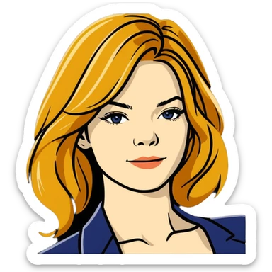 Michelle Monaghan with honey blonde hair, elegant portrait sticker