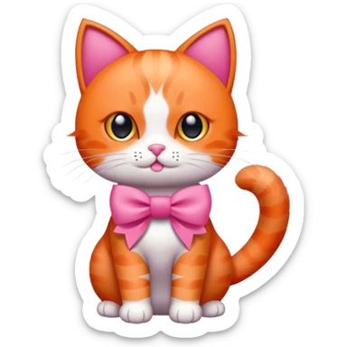 Orange cat with a pink bow sticker
