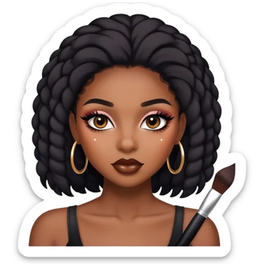 A black girl with makeup baddie sticker
