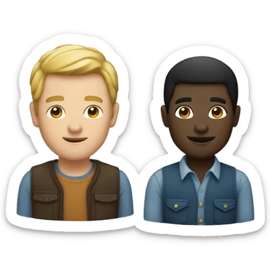 A white farmer man next to a black man sticker