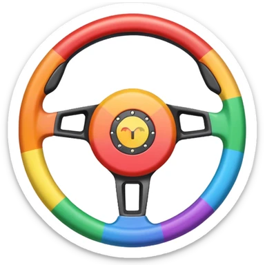 steering wheel with trans pride flag colors sticker