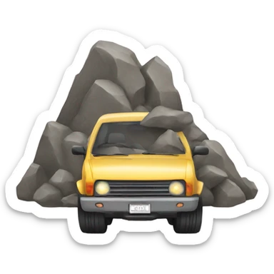 car and mountain rock hazard sticker