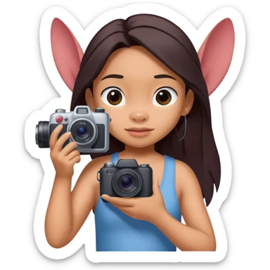 Lilo from Lilo & Stitch holding a camera, back view sticker