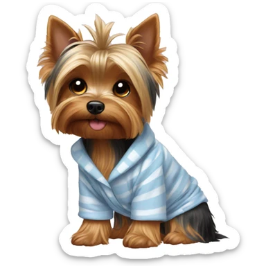 Yorkie in pajamas  sticker