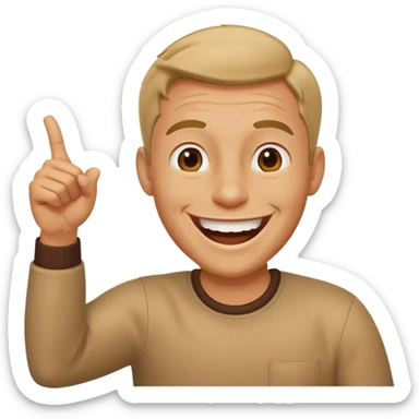 Guy laughing with him pointing sticker