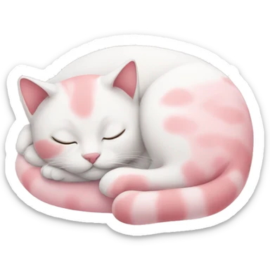 A sleeping white and pink cat sticker