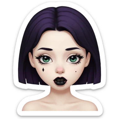 Goth girl with her eyes rolled up and towards her nose and her tongue sticking out doing uwu face sticker