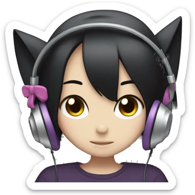 kuromi wearing a headphone sticker