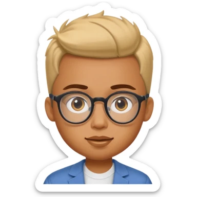 generate a pretty bratz boy with spectacles on, slightly healthy, tan sticker
