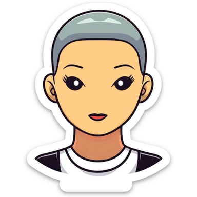 confident woman with buzz cut sticker