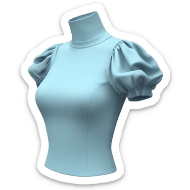 Realistic side view of an isolated pastel blue off the shoulder Short High neck sleeve blouse with shoulder straps. sticker