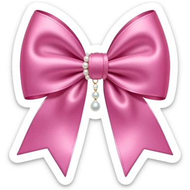 Pink bow with hanging pearl sticker