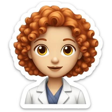 red curly hair scientist girl with fair skin and hazel eyes sticker