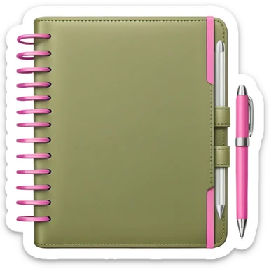 Light olive Planner open notebook with pink pen sticker