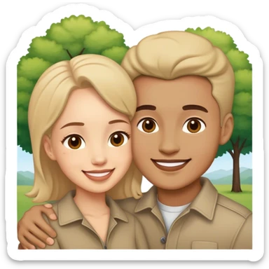 happy couple outdoors together sticker