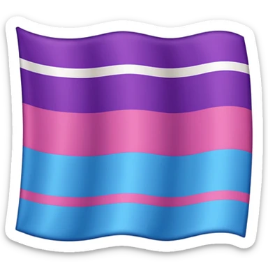 I want a flag, I want it to have three stripes and I want the stripes to be horizontal. I want the first stripe at the very top of the flag to be pink 🩷. The middle stripe will be the color purple 💜. And finally the bottom stripe will be the color blue 💙. sticker
