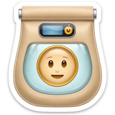 ostomy bag in beige with a circle in the middle sticker