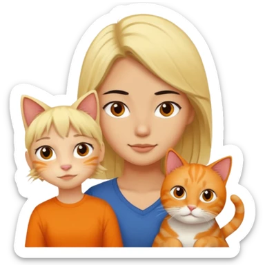 blond-hair-girl-and-black-hair-man-and-orange-cat sticker
