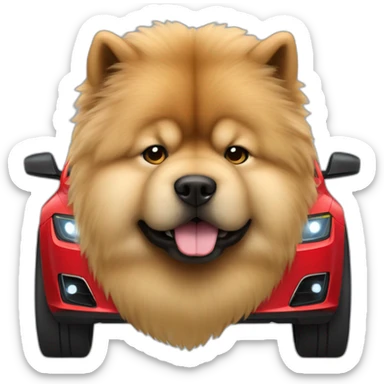 chow chow in a tesla car black sticker
