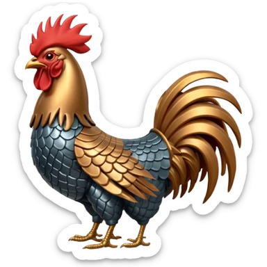 Armored rooster sticker