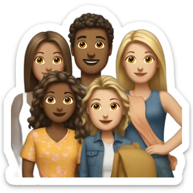 group of friends, one man and three women sticker
