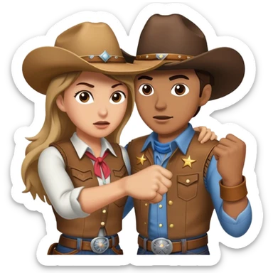 Cowgirl punching cowboy  sticker