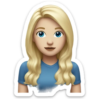 girl with blonde hair white skin and blue eye sticker