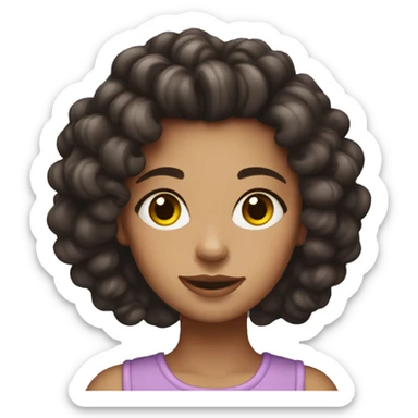 Girl with warm, long, dark brown hair, with curlers, with light skin and dark brown eyes  sticker