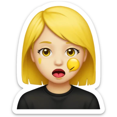 Emo side part biting lip yellow emoji sticker