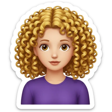 Garota  com luzes no cabelo com cachos , branca  sticker