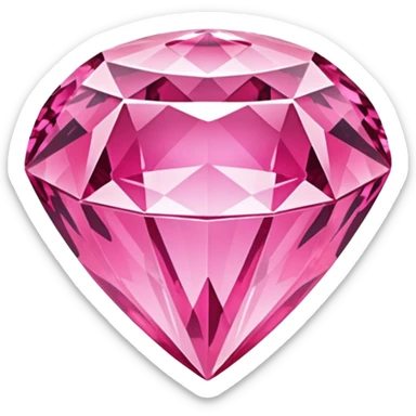pink diamond emoji, faceted and glossy sticker