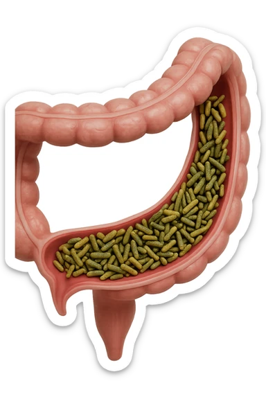 batteri intestinali in un tratto di colon anatomico umano, iperrealistico 4k sticker