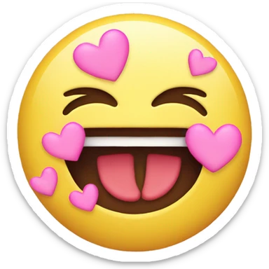 yellow smiley with pink hearts above head sends kiss sticker