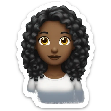 Black curl hair girl sticker