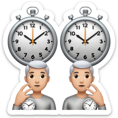 A person being pulled in two opposite directions by clocks sticker
