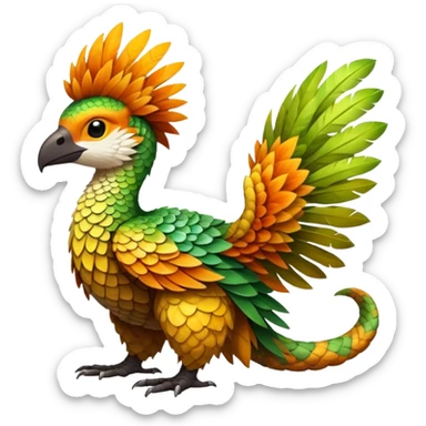 Tropical lush warm-colored Fakémon-Trico-creature (full body) sticker