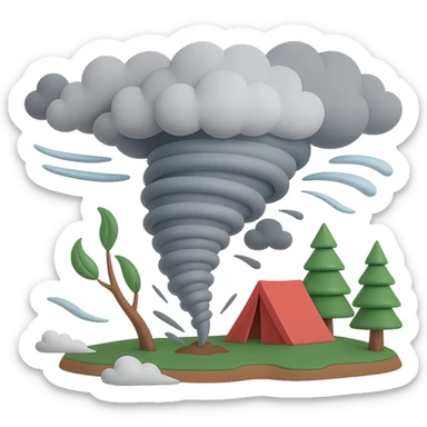 extreme weather with a tornado, 3D emoji style sticker