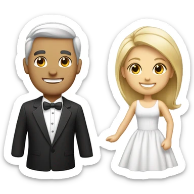 smiling couple in formal attire sticker
