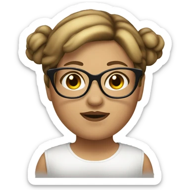 A fat girl with glasses brown hair and blonde highlights and brown eyes sticker