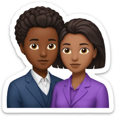 Black lesbian couple with one masculine with short hair and one feminine with long hair  sticker