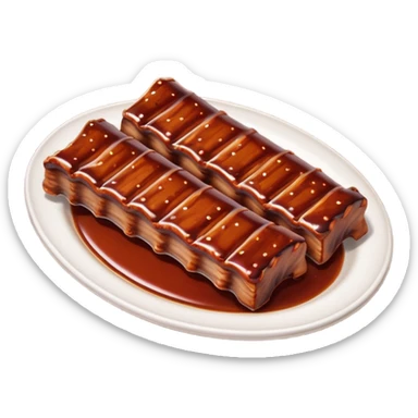 bbq ribs object icon, cooked ribs with barbecue sauce glaze, 3D cartoon, mobile game icon style, clean background, no text, no watermark
 sticker