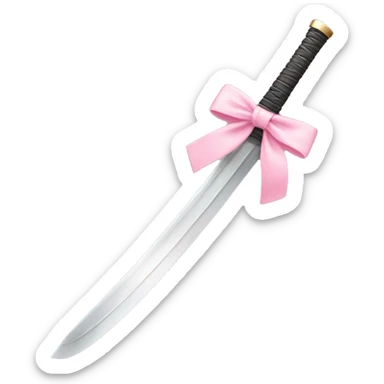 Katana with a pastel pink bow sticker