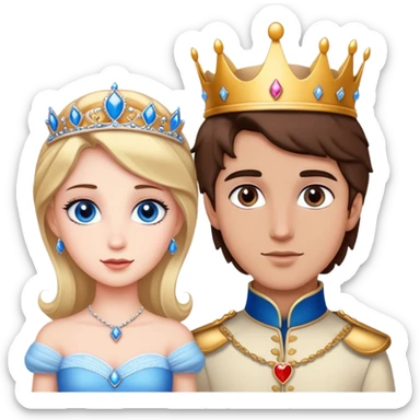  Princesse aux yeux marrons avec prince aux yeux bleus love sticker