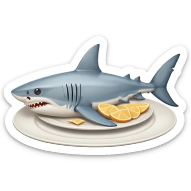 cooked shark on a plate sticker