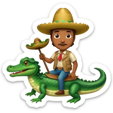 A Mexican in a sombrero riding an alligator sticker